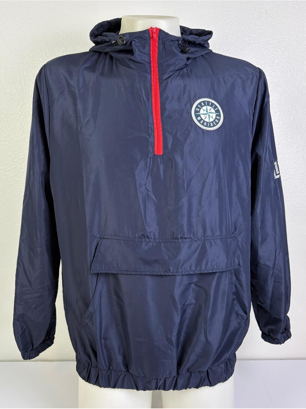 Seattle Mariners Miller Lite MLB Windbreaker
Jacket Hooded Men's L Navy